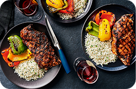 Rib steak with Syrian spices, chermoula and pomegranate