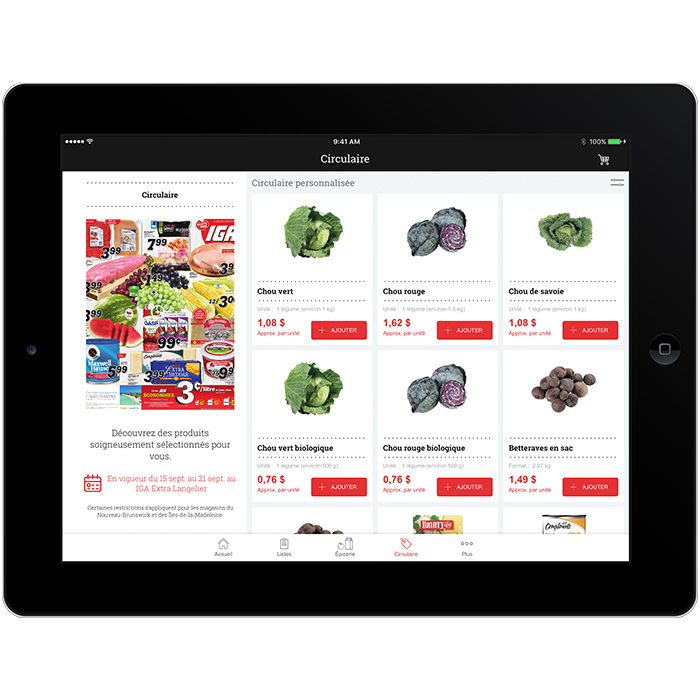 App tablettes épicerie en ligne 
