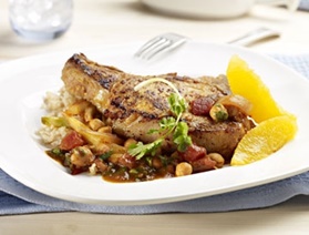Quebec Veal Chops with Orange, Fennel and Chick Peas