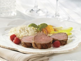Quebec Milk-Fed Veal Tenderloin with Raspberry and Basil Marinade