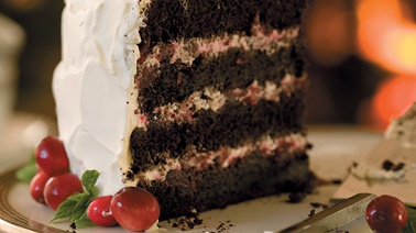 Gâteau Forêt-Noire aux canneberges