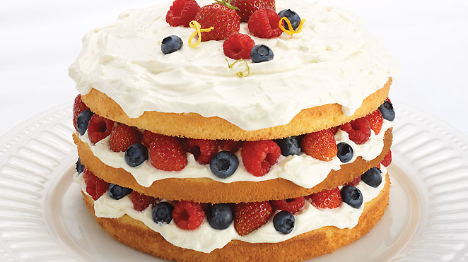 Berry sponge cake with citrus and mascarpone cream
