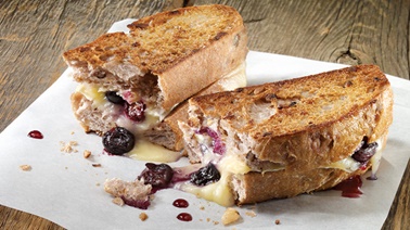 Brie and blueberry grilled cheese