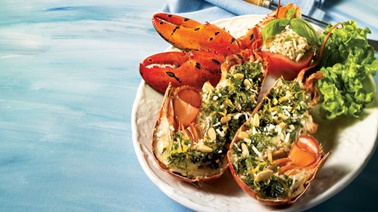Grilled lobsters with Italian-style stuffing