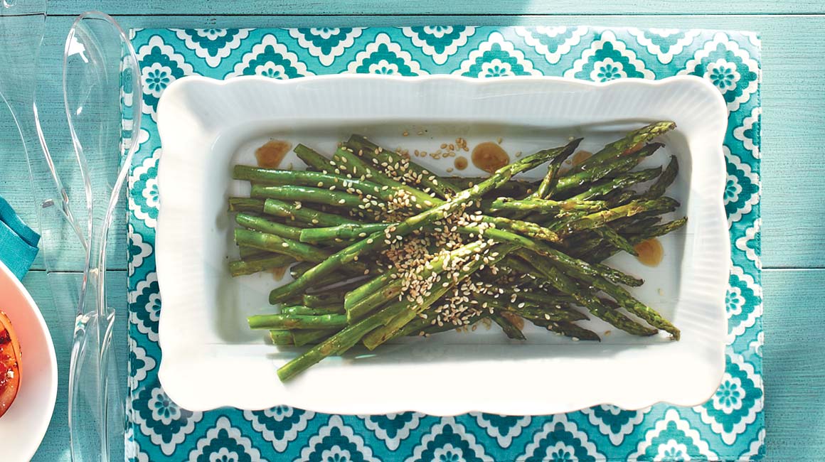 Grilled asparagus with sesame vinaigrette