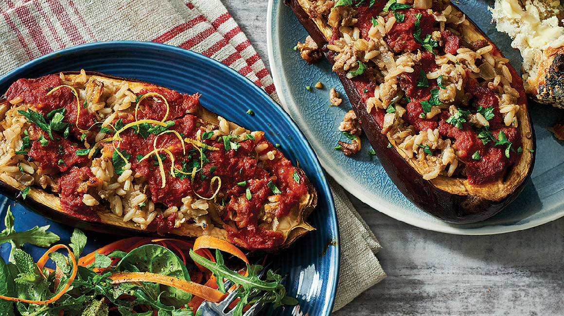 Baked, Beef-Stuffed Eggplant