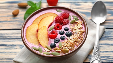 Bowl of acai with fruits
