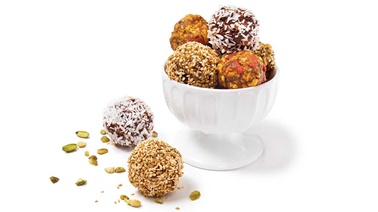 Apricot, pistachio, and sencha tea energy balls