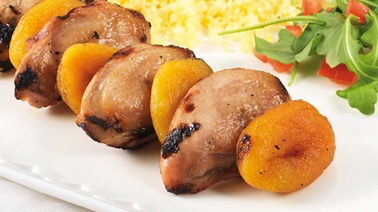 Brochettes de suprêmes de cailles aux abricots