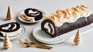 Triple chocolate yule log