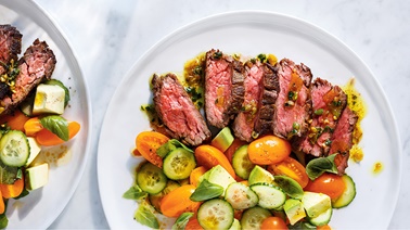Quick Flap Steak and Tomato and Avocado Salad with Soy Sauce by Ricardo