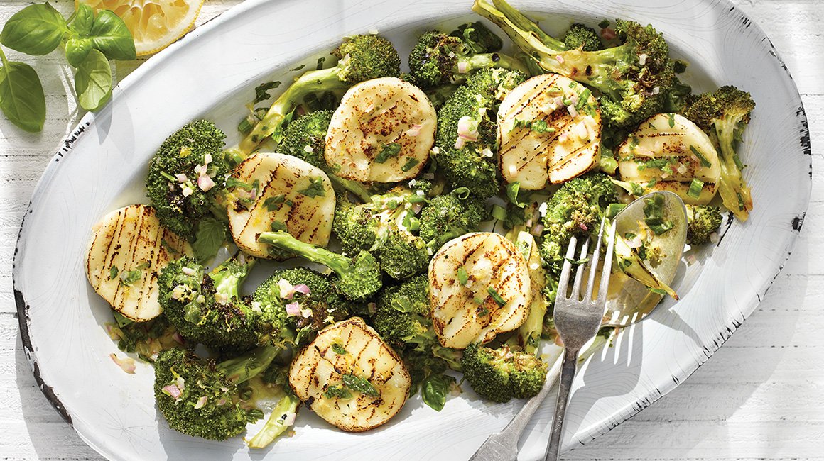 Grilled Broccoli and Haloumi with Herbs