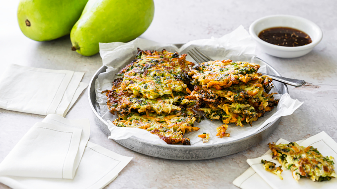 Opo squash, carrot and jalapeno fritters