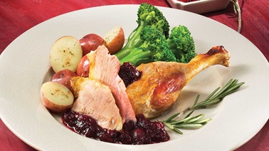Rosemary Roast Duck with Cranberry and Port Sauce