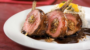 Rack of lamb with fig  and brazil nut stuffing