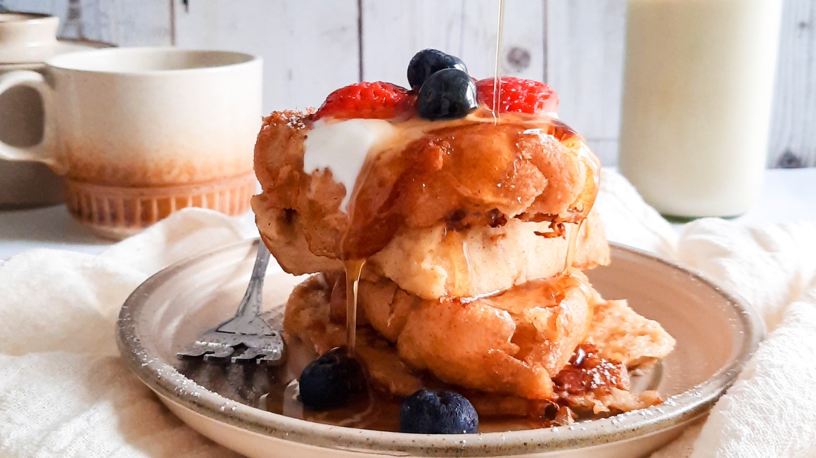 Baked French Toast Casserole with Orange Pecan Garnish