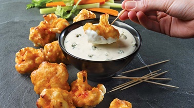 Buffalo cauliflower with bleu sauce