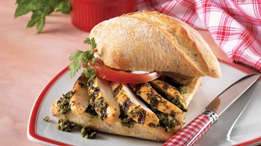 Grilled chicken and fresh herb ciabatta