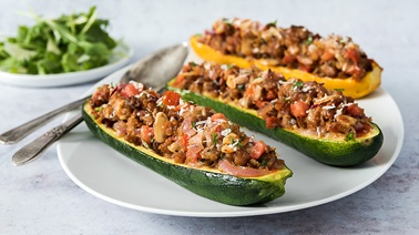 Vegetarian Stuffed Zucchini with Tomatoes and Parmesan