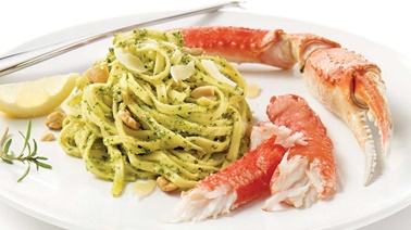 Crabe des neiges et pâtes au pesto maison