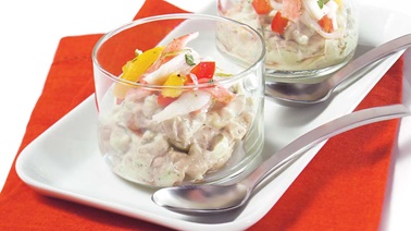 Avocado mascarpone cream with crab