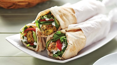 Greek-style tofu & kale croquettes in pitas