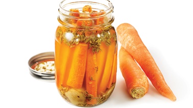 Pickled carrots with roasted garlic and thyme