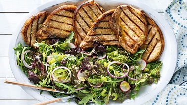 Grilled Pork Chops and Lemon Parmesan Salad by Ricardo