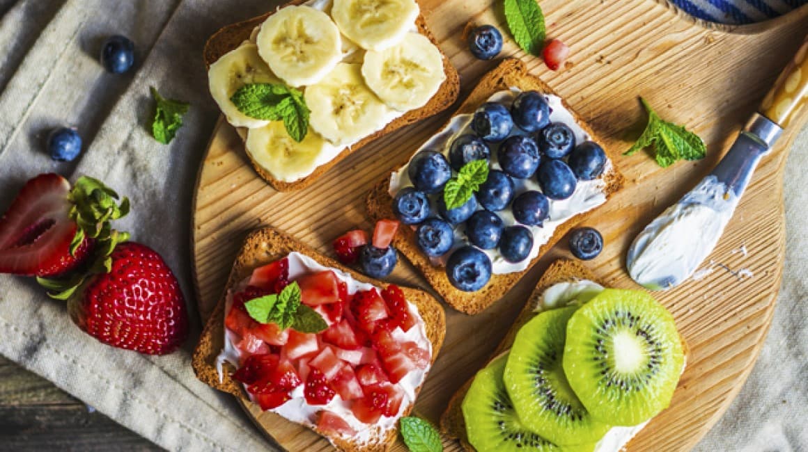 Open-Face Fruit and Cream Cheese Sandwiches