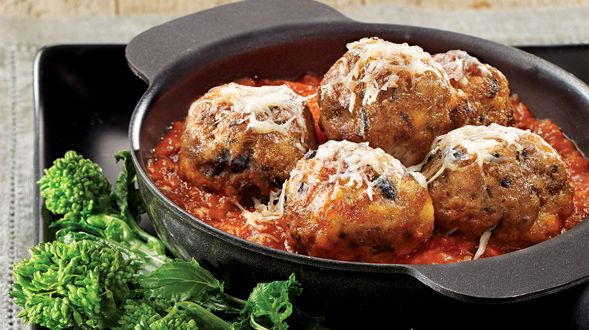 Veal and olive meatballs with tomato sauce from Josée di Stasio
