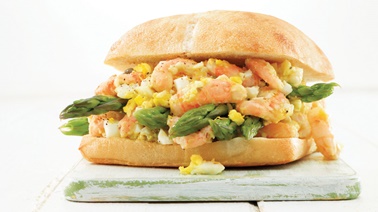 Asparagus, egg & northern shrimp ciabatta sandwich from Stefano Faita