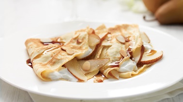 Crepes with pears & maple syrup from Josée di Stasio
