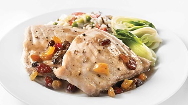 Blue marlin steaks with dried fruit saucewith dried fruit sauce