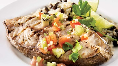 Grilled grouper steaks with kiwi salsa