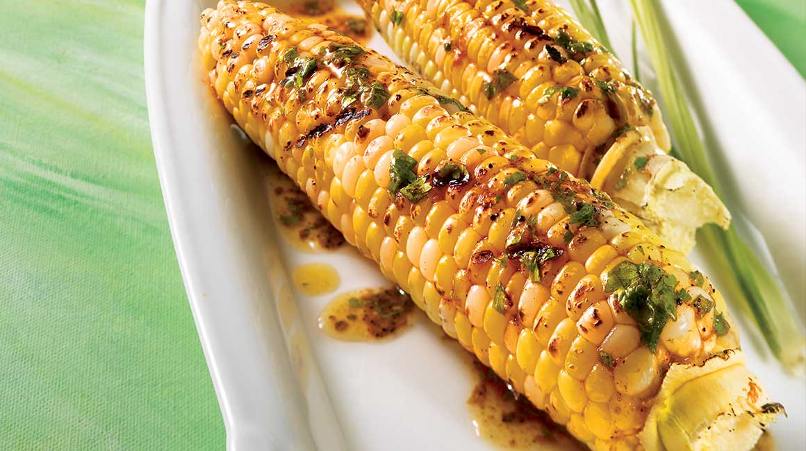 Bbq corn on the cob with mexican butter