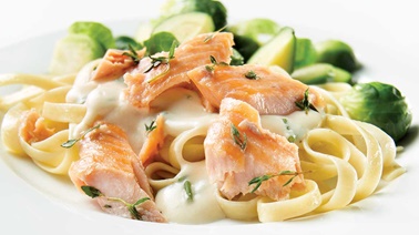 Fettucini with brook trout Alfredo sauce