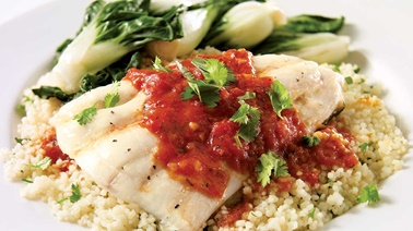 Turbot fillets with spicy sauce