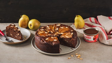 Dark Chocolate, Pear, and Almond Cake