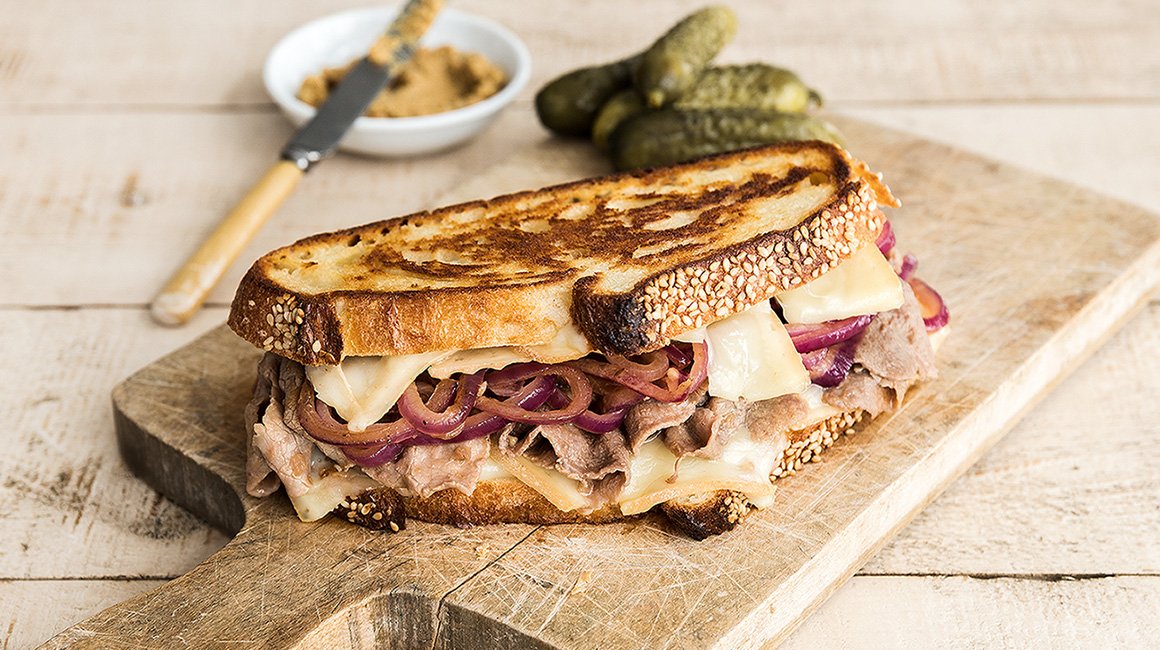 Philly-Style Grilled Cheese with Caramelized Onions 