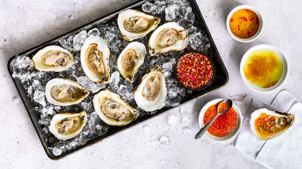 Fresh Oysters with 4 Mignonette Sauces