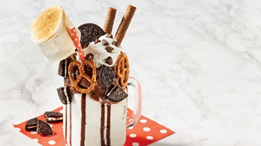 Chocolate and toasted marshmallow freakshake