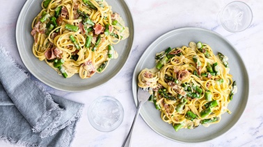 Linguine au prosciutto et aux asperges