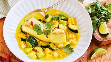 Cod and Corn in Spicy Curry Broth by Ricardo