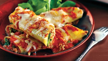 Veal, ricotta and Swiss chard manicotti