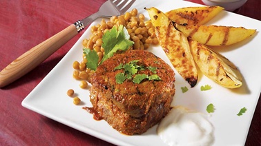 Indian-style beef strip loin medallions