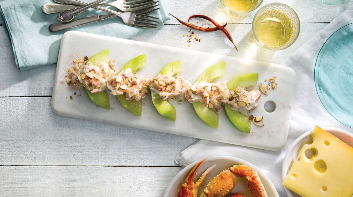 Melon with crab and Jarlsberg sauce