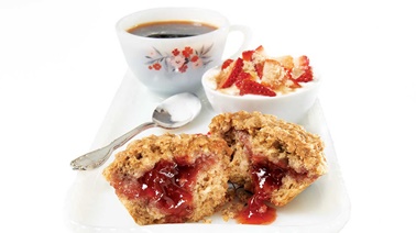Strawberry-filled oatmeal muffins