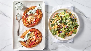 Spicy chickpea naan bread mini-pizzas