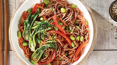 Soba noodles with edamame
