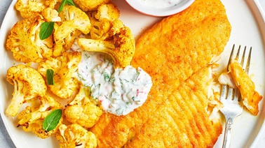 Curry-Roasted Fish and Cauliflower with Radish Raita by Ricardo